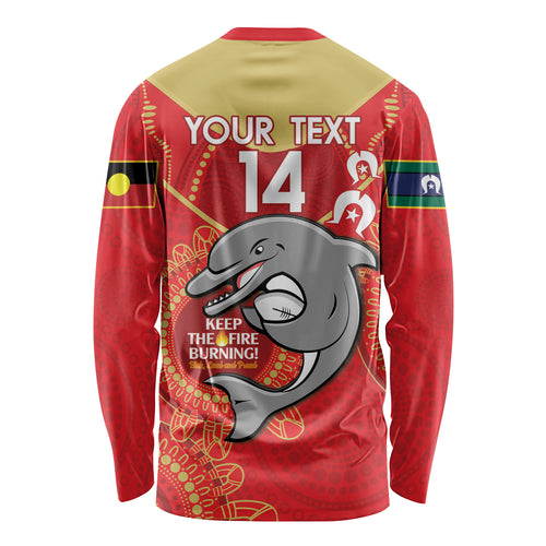 Custom NRL Dolphins NAIDOC Week Long Sleeve Shirt Keep The Fire Burning Indigenous Art