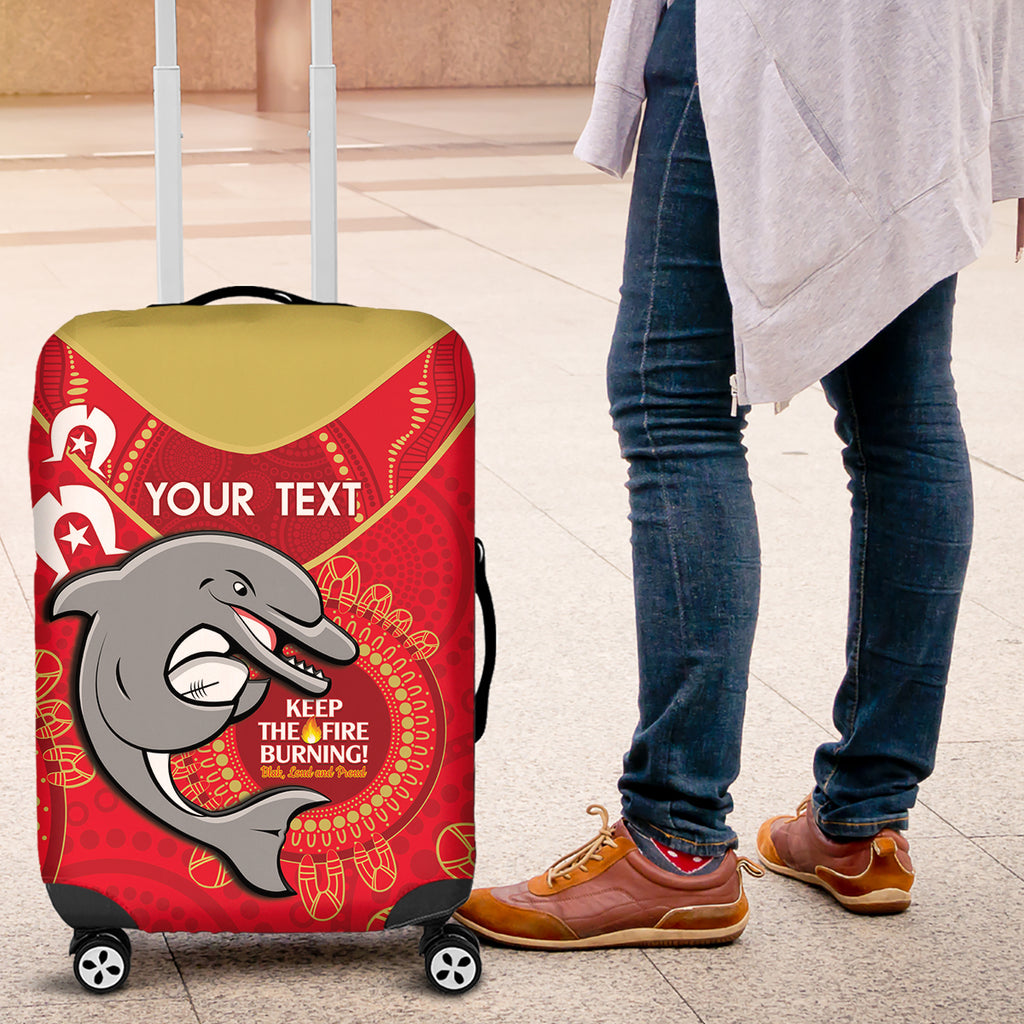 Custom NRL Dolphins NAIDOC Week Luggage Cover Keep The Fire Burning Indigenous Art