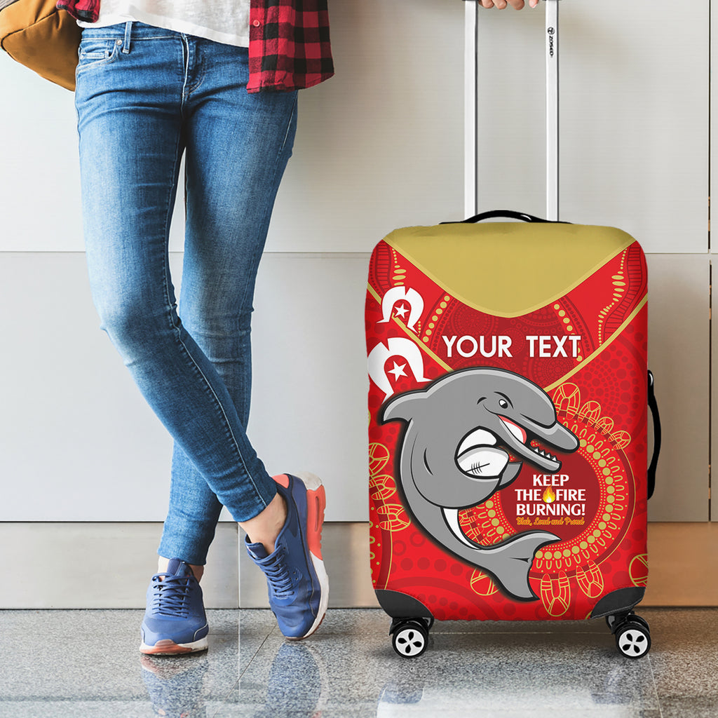 Custom NRL Dolphins NAIDOC Week Luggage Cover Keep The Fire Burning Indigenous Art