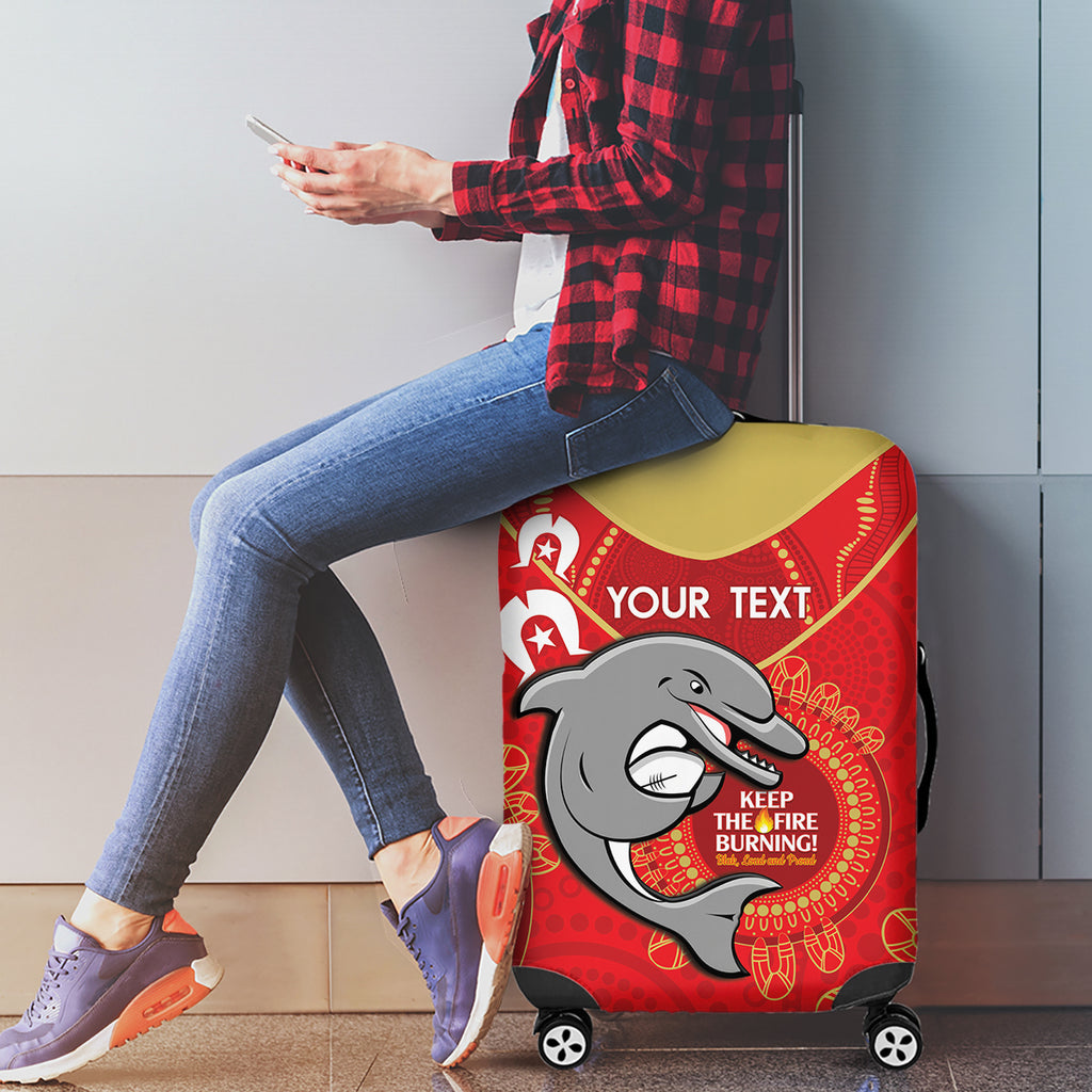 Custom NRL Dolphins NAIDOC Week Luggage Cover Keep The Fire Burning Indigenous Art