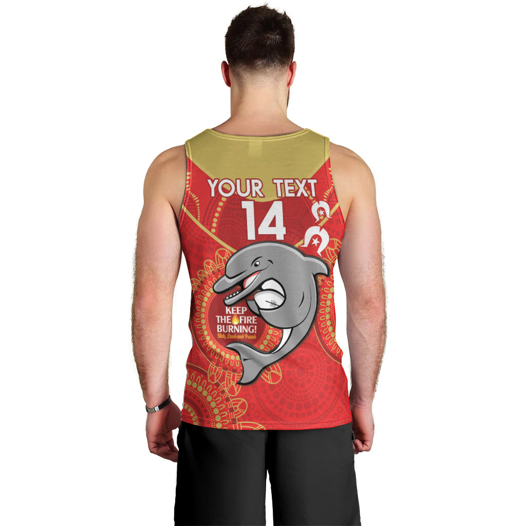 Custom NRL Dolphins NAIDOC Week Men Tank Top Keep The Fire Burning Indigenous Art