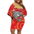 Custom NRL Dolphins NAIDOC Week Off Shoulder Short Dress Keep The Fire Burning Indigenous Art