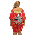Custom NRL Dolphins NAIDOC Week Off Shoulder Short Dress Keep The Fire Burning Indigenous Art
