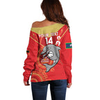 Custom NRL Dolphins NAIDOC Week Off Shoulder Sweater Keep The Fire Burning Indigenous Art