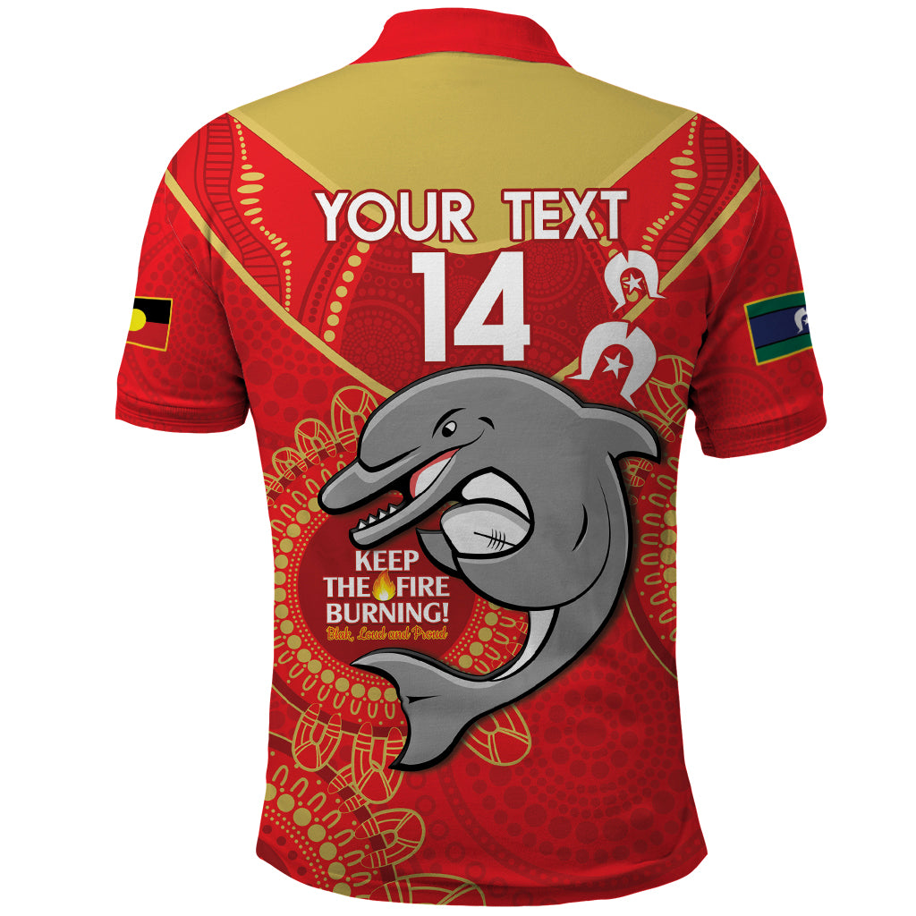 Custom NRL Dolphins NAIDOC Week Polo Shirt Keep The Fire Burning Indigenous Art