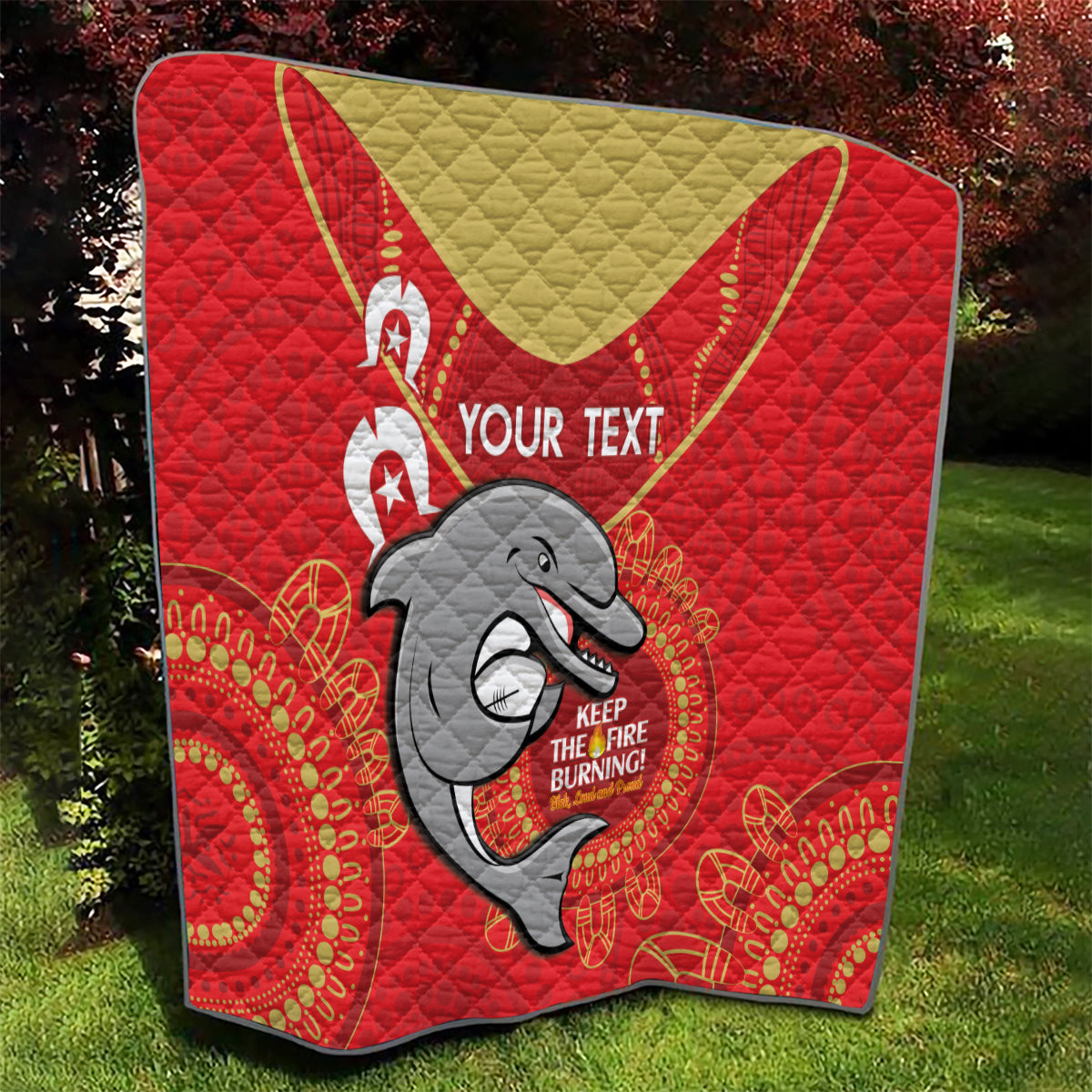 Custom NRL Dolphins NAIDOC Week Quilt Keep The Fire Burning Indigenous Art
