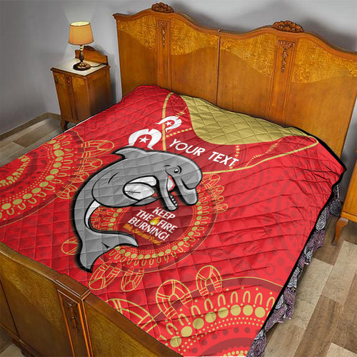 Custom NRL Dolphins NAIDOC Week Quilt Keep The Fire Burning Indigenous Art