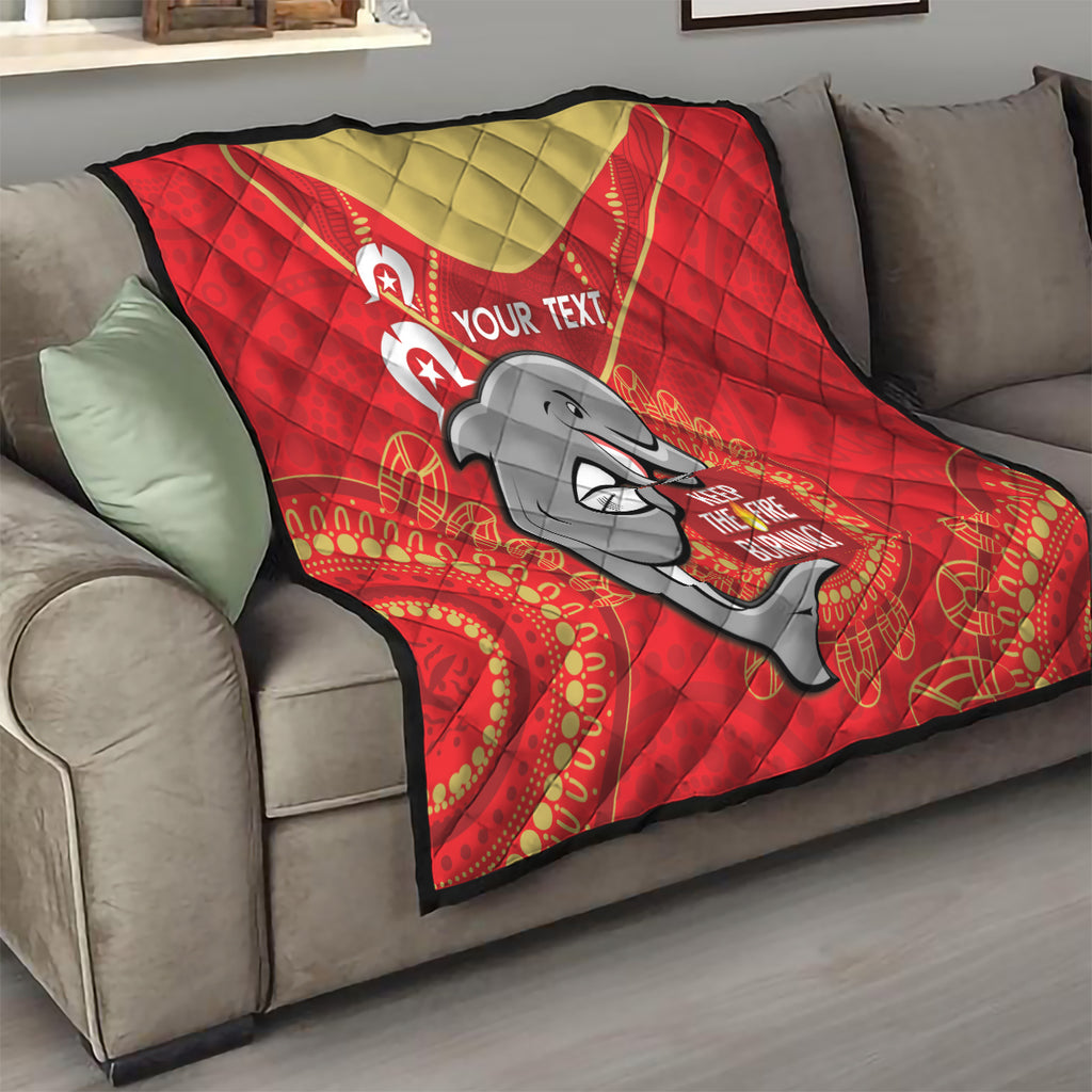 Custom NRL Dolphins NAIDOC Week Quilt Keep The Fire Burning Indigenous Art