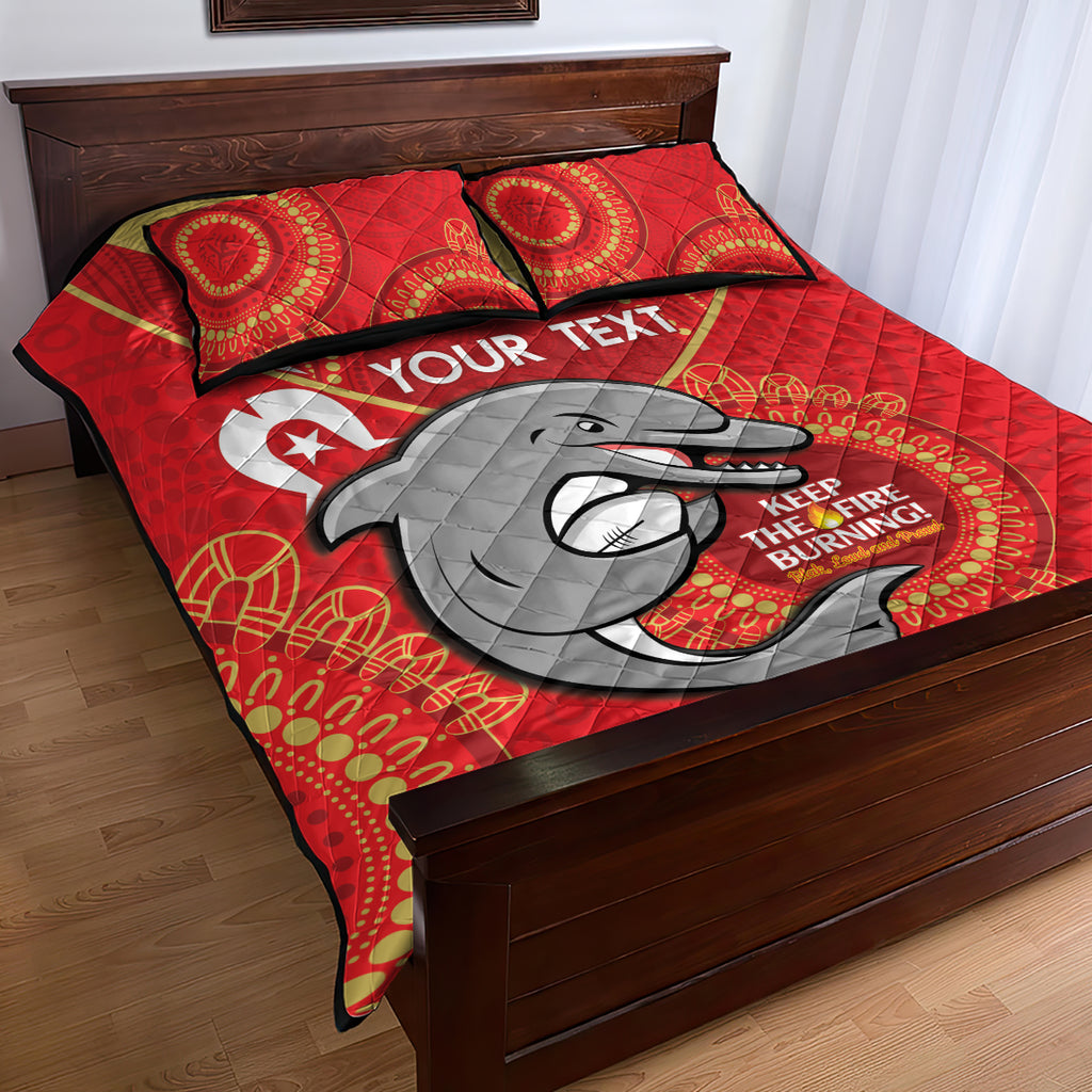 Custom NRL Dolphins NAIDOC Week Quilt Bed Set Keep The Fire Burning Indigenous Art
