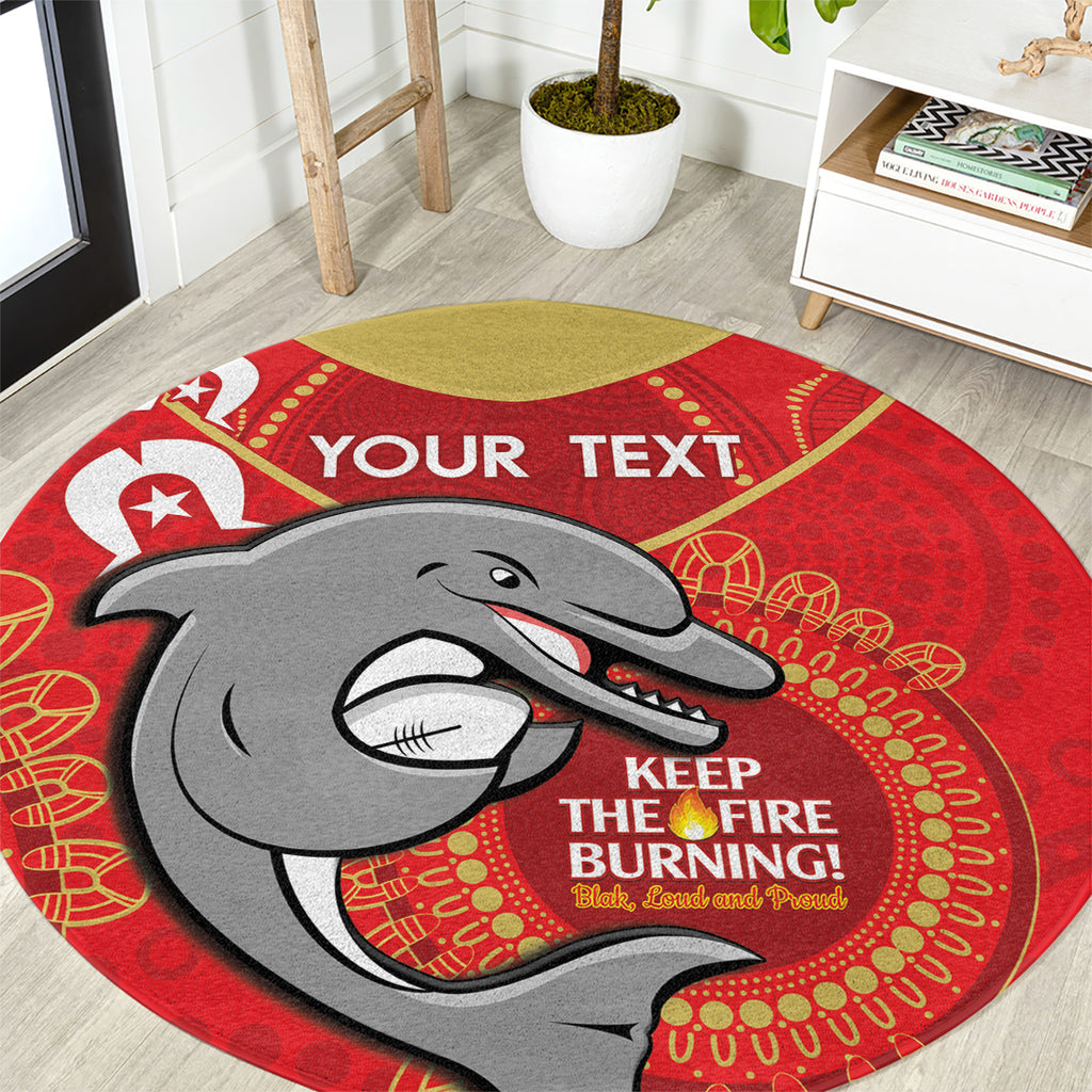 Custom NRL Dolphins NAIDOC Week Round Carpet Keep The Fire Burning Indigenous Art
