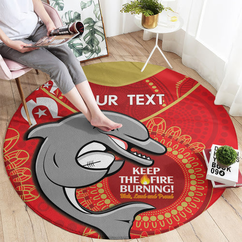 Custom NRL Dolphins NAIDOC Week Round Carpet Keep The Fire Burning Indigenous Art