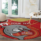 Custom NRL Dolphins NAIDOC Week Round Carpet Keep The Fire Burning Indigenous Art