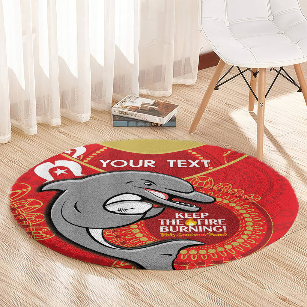 Custom NRL Dolphins NAIDOC Week Round Carpet Keep The Fire Burning Indigenous Art