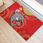 Custom NRL Dolphins NAIDOC Week Rubber Doormat Keep The Fire Burning Indigenous Art