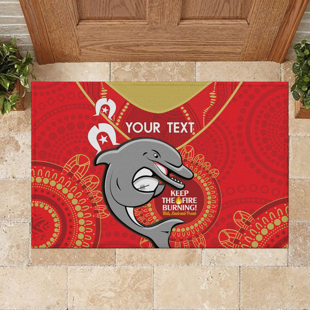 Custom NRL Dolphins NAIDOC Week Rubber Doormat Keep The Fire Burning Indigenous Art