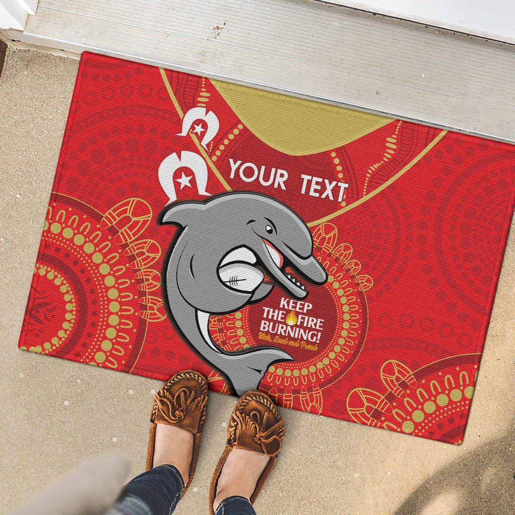 Custom NRL Dolphins NAIDOC Week Rubber Doormat Keep The Fire Burning Indigenous Art