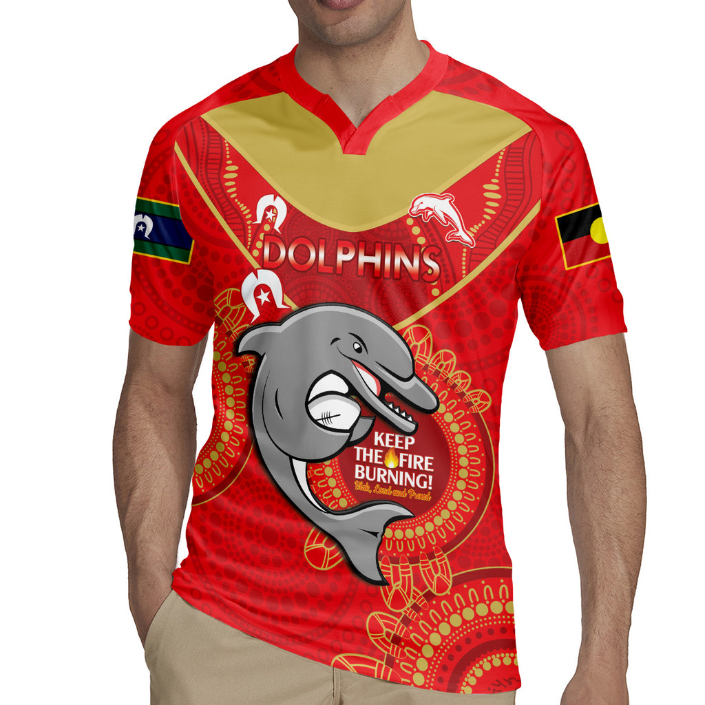 Custom NRL Dolphins NAIDOC Week Rugby Jersey Keep The Fire Burning Indigenous Art