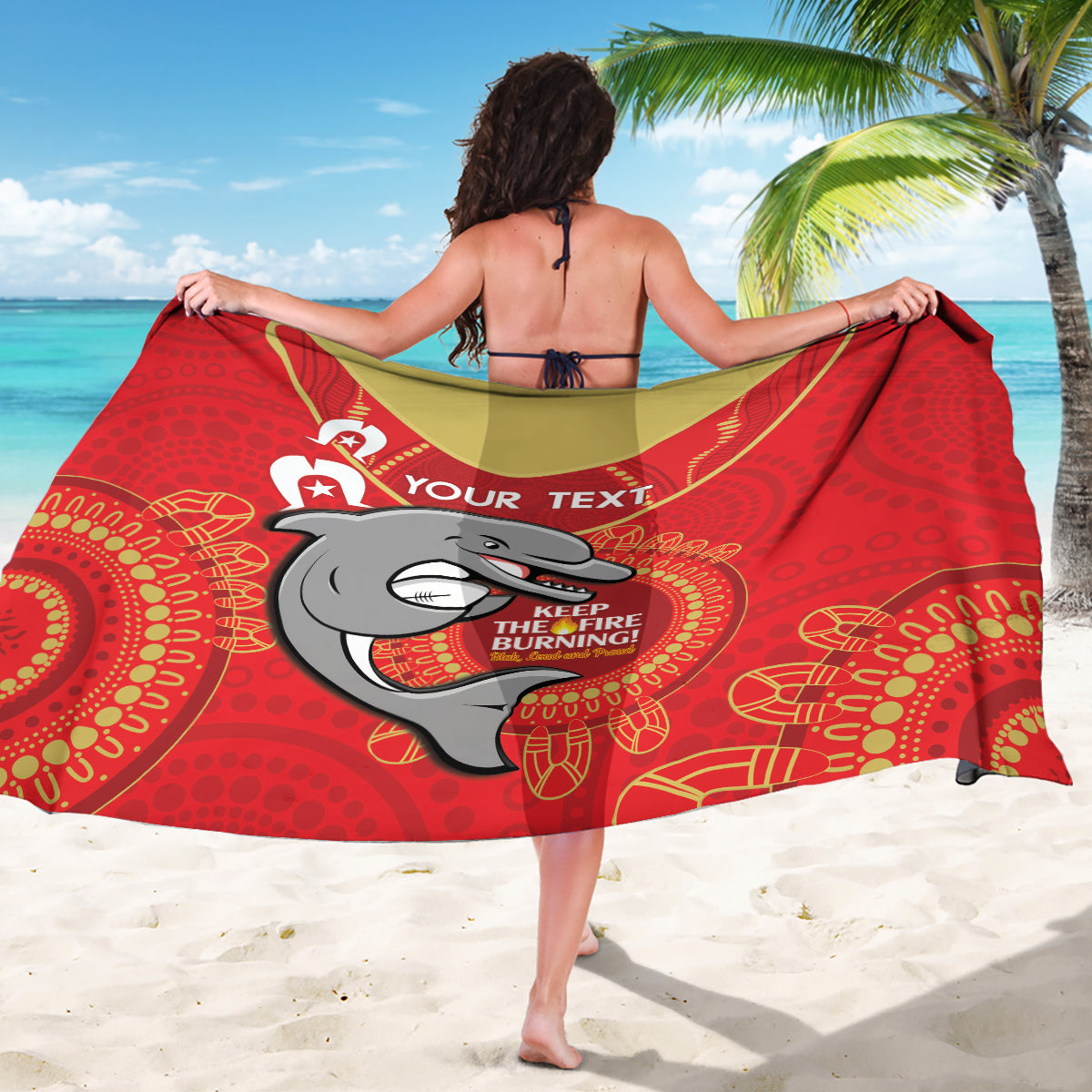 Custom NRL Dolphins NAIDOC Week Sarong Keep The Fire Burning Indigenous Art