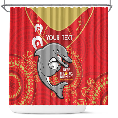 Custom NRL Dolphins NAIDOC Week Shower Curtain Keep The Fire Burning Indigenous Art