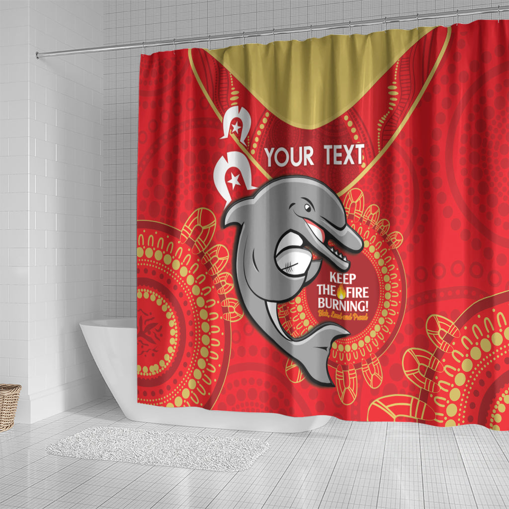 Custom NRL Dolphins NAIDOC Week Shower Curtain Keep The Fire Burning Indigenous Art