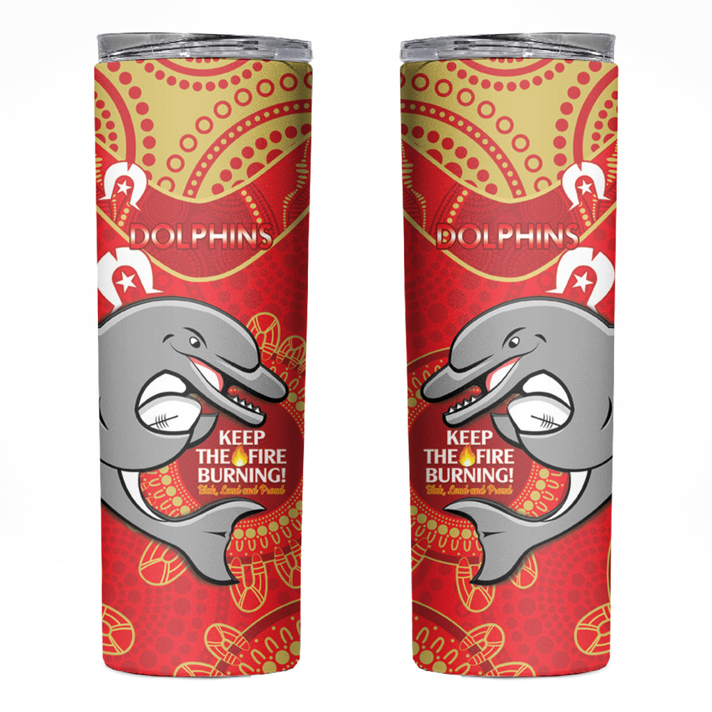 NRL Dolphins NAIDOC Week Skinny Tumbler Keep The Fire Burning Indigenous Art