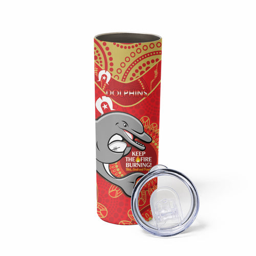 NRL Dolphins NAIDOC Week Skinny Tumbler Keep The Fire Burning Indigenous Art