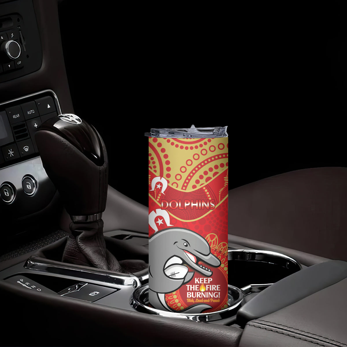 NRL Dolphins NAIDOC Week Skinny Tumbler Keep The Fire Burning Indigenous Art