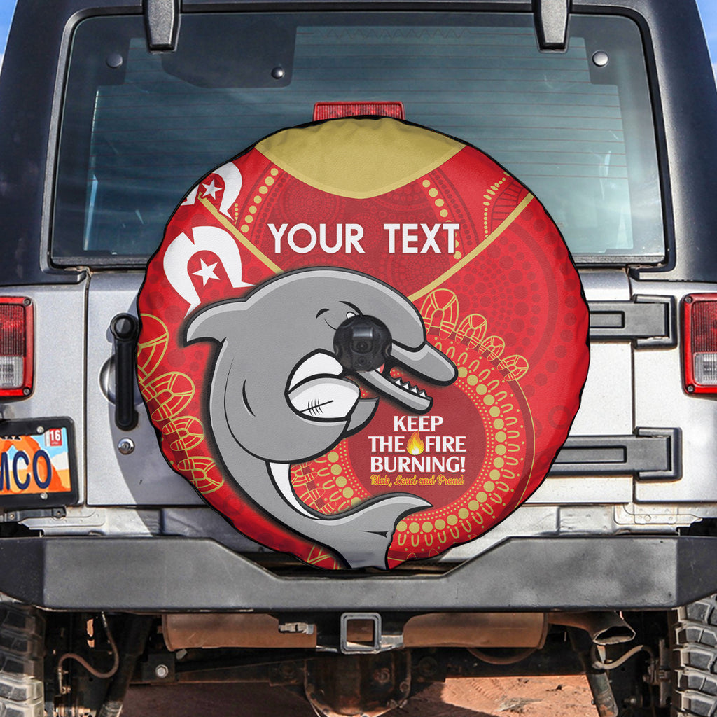 Custom NRL Dolphins NAIDOC Week Spare Tire Cover Keep The Fire Burning Indigenous Art