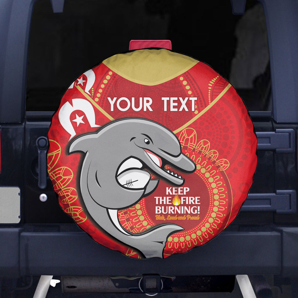 Custom NRL Dolphins NAIDOC Week Spare Tire Cover Keep The Fire Burning Indigenous Art