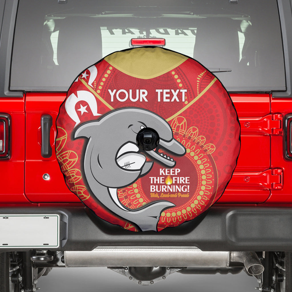 Custom NRL Dolphins NAIDOC Week Spare Tire Cover Keep The Fire Burning Indigenous Art