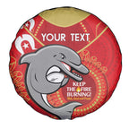 Custom NRL Dolphins NAIDOC Week Spare Tire Cover Keep The Fire Burning Indigenous Art