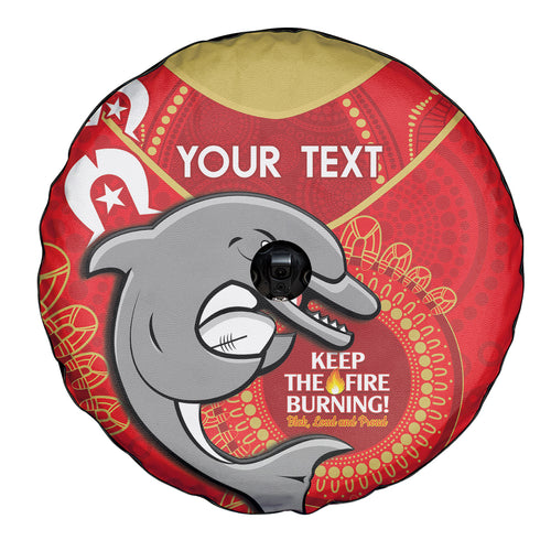 Custom NRL Dolphins NAIDOC Week Spare Tire Cover Keep The Fire Burning Indigenous Art