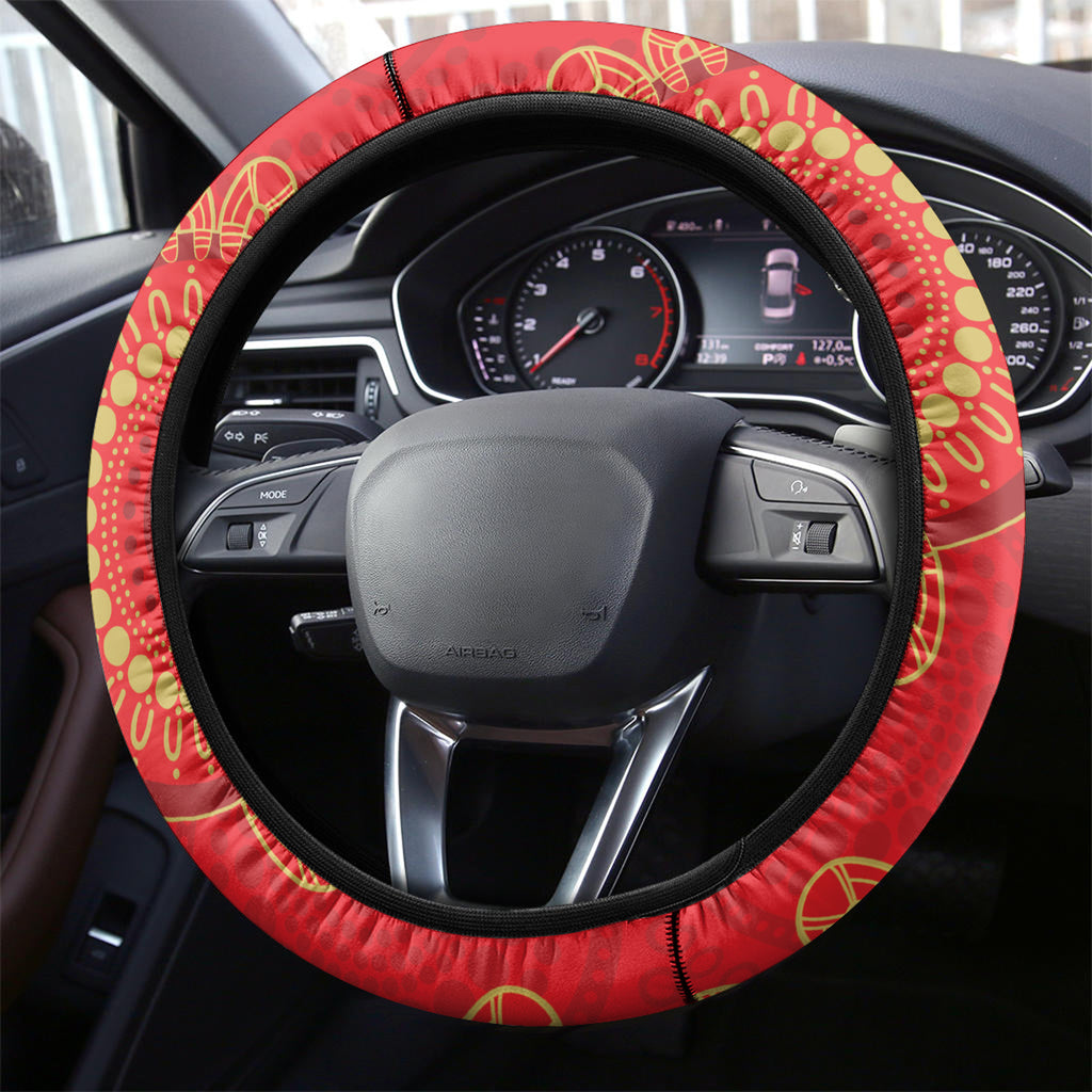 NRL Dolphins NAIDOC Week Steering Wheel Cover Keep The Fire Burning Indigenous Art