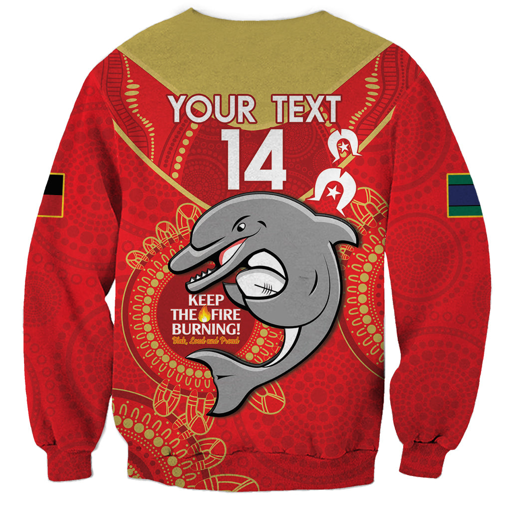 Custom NRL Dolphins NAIDOC Week Sweatshirt Keep The Fire Burning Indigenous Art