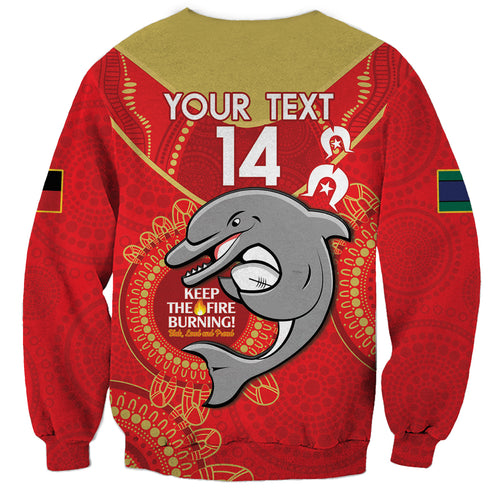 Custom NRL Dolphins NAIDOC Week Sweatshirt Keep The Fire Burning Indigenous Art