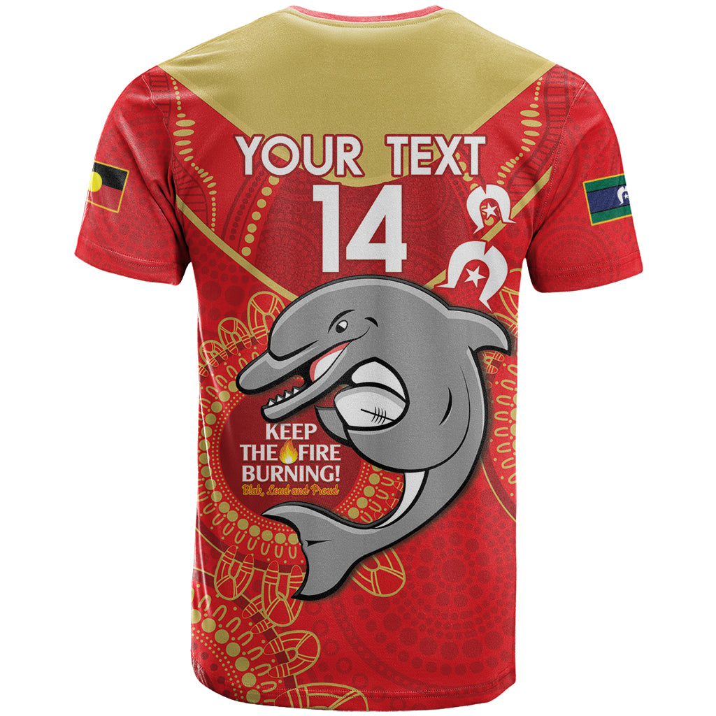 Custom NRL Dolphins NAIDOC Week T Shirt Keep The Fire Burning Indigenous Art