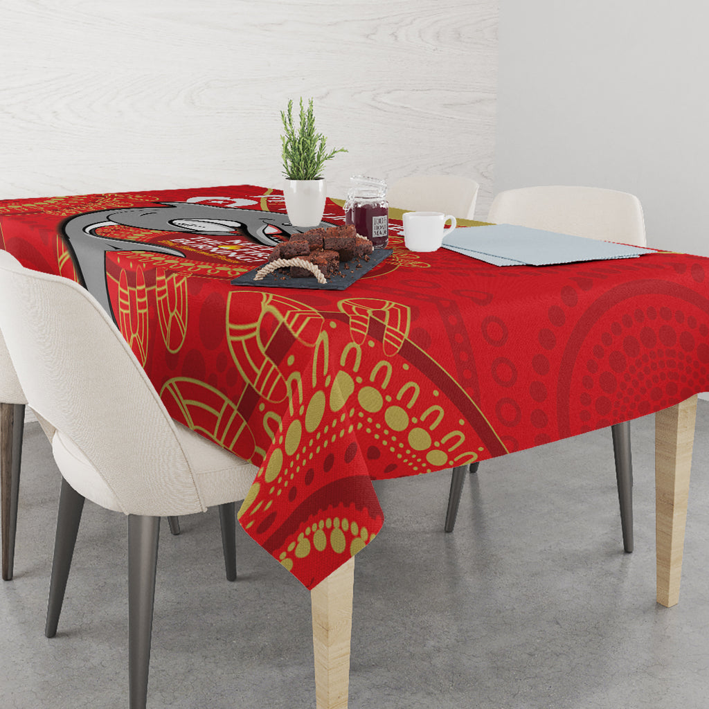 Custom NRL Dolphins NAIDOC Week Tablecloth Keep The Fire Burning Indigenous Art