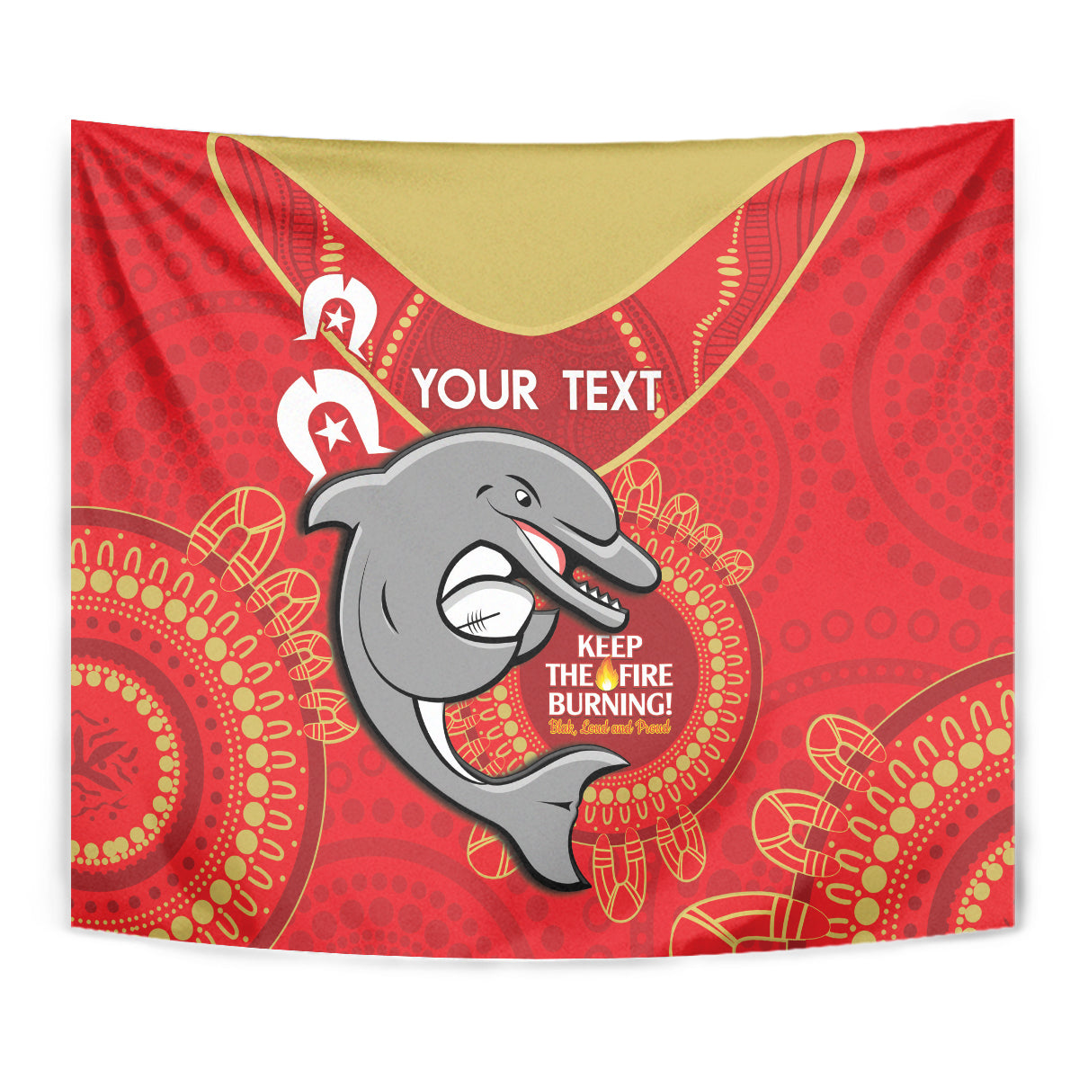 Custom NRL Dolphins NAIDOC Week Tapestry Keep The Fire Burning Indigenous Art