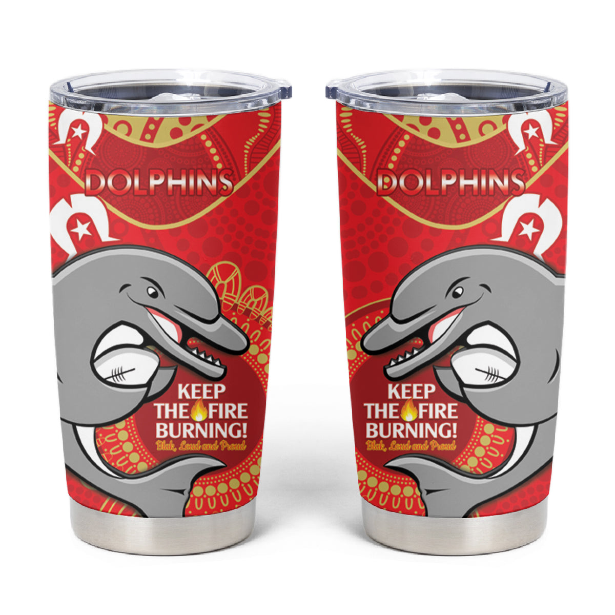 NRL Dolphins NAIDOC Week Tumbler Cup Keep The Fire Burning Indigenous Art