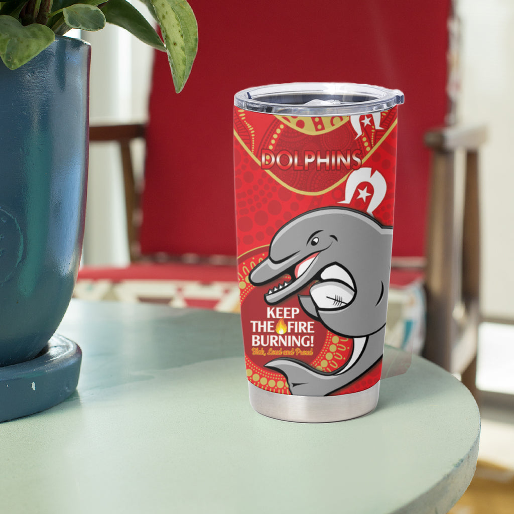 NRL Dolphins NAIDOC Week Tumbler Cup Keep The Fire Burning Indigenous Art
