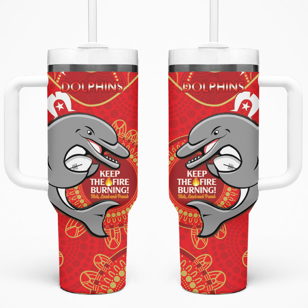 NRL Dolphins NAIDOC Week Tumbler With Handle Keep The Fire Burning Indigenous Art