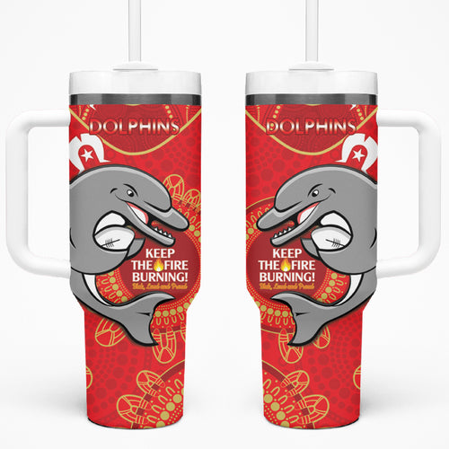NRL Dolphins NAIDOC Week Tumbler With Handle Keep The Fire Burning Indigenous Art