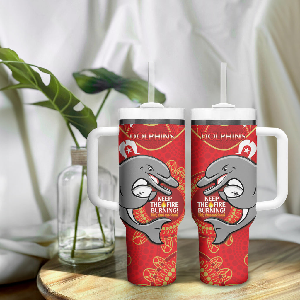 NRL Dolphins NAIDOC Week Tumbler With Handle Keep The Fire Burning Indigenous Art