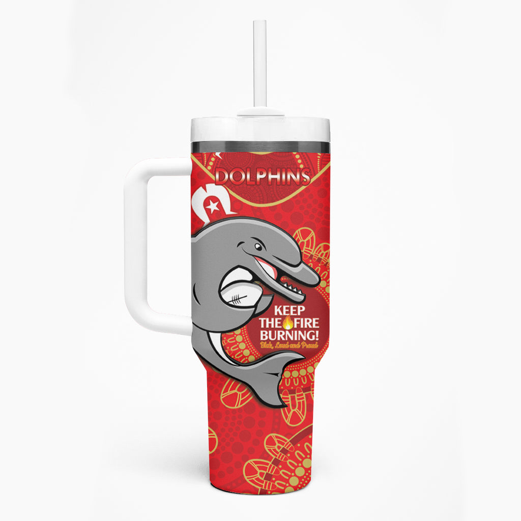 NRL Dolphins NAIDOC Week Tumbler With Handle Keep The Fire Burning Indigenous Art