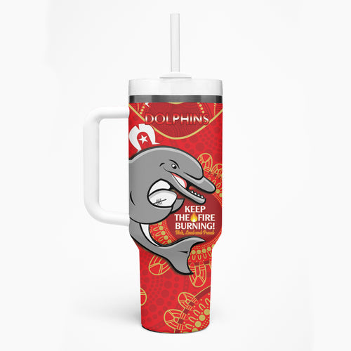 NRL Dolphins NAIDOC Week Tumbler With Handle Keep The Fire Burning Indigenous Art