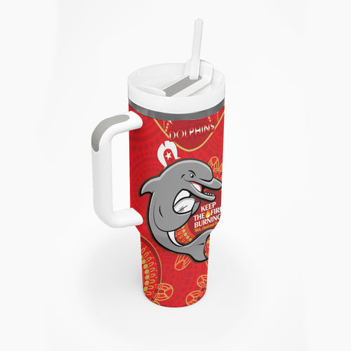 NRL Dolphins NAIDOC Week Tumbler With Handle Keep The Fire Burning Indigenous Art