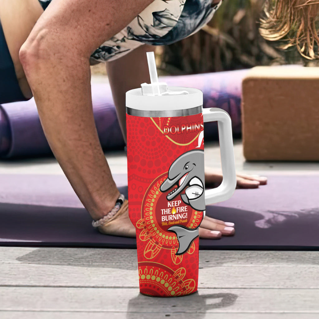 NRL Dolphins NAIDOC Week Tumbler With Handle Keep The Fire Burning Indigenous Art