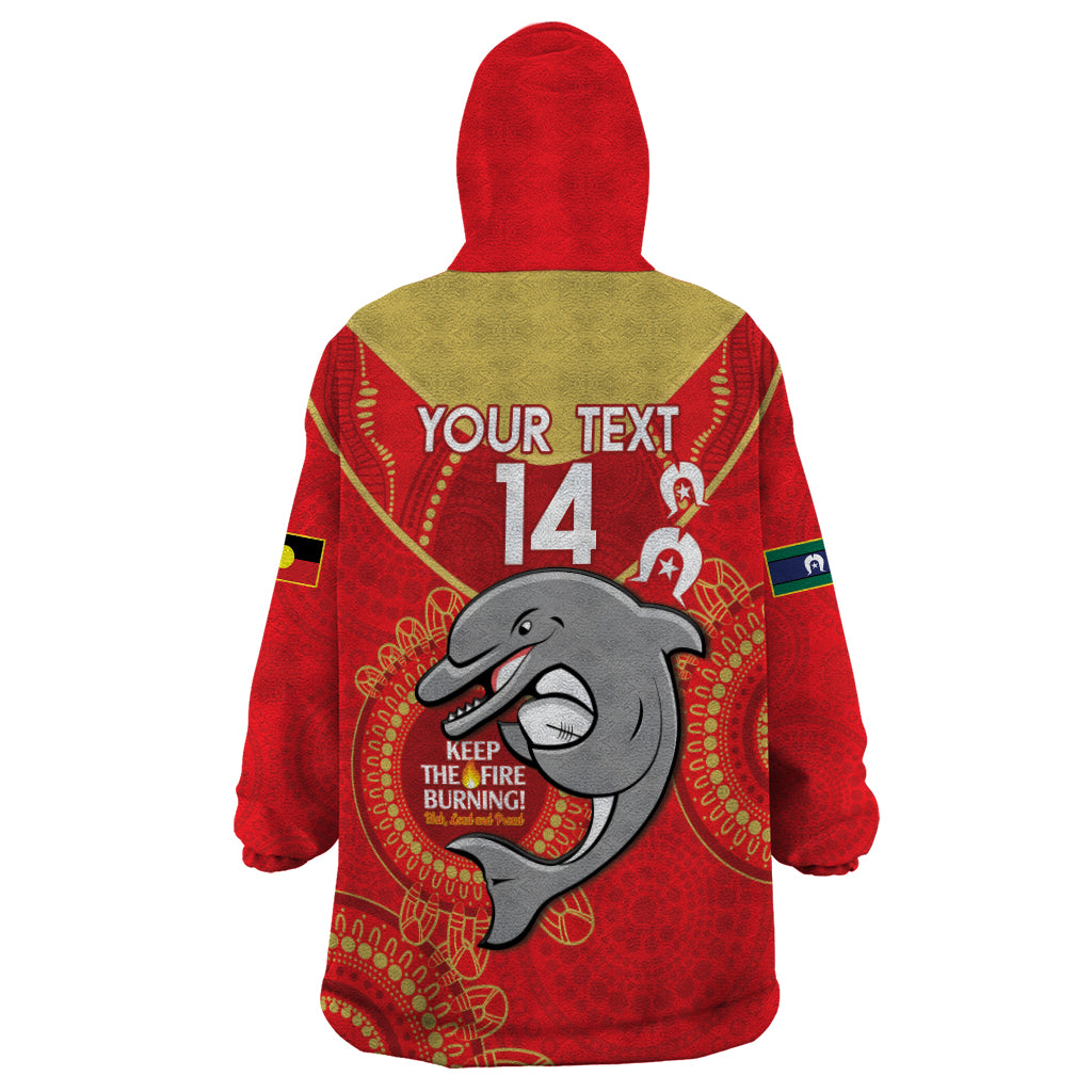 Custom NRL Dolphins NAIDOC Week Wearable Blanket Hoodie Keep The Fire Burning Indigenous Art