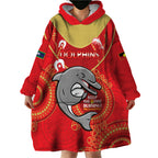 Custom NRL Dolphins NAIDOC Week Wearable Blanket Hoodie Keep The Fire Burning Indigenous Art
