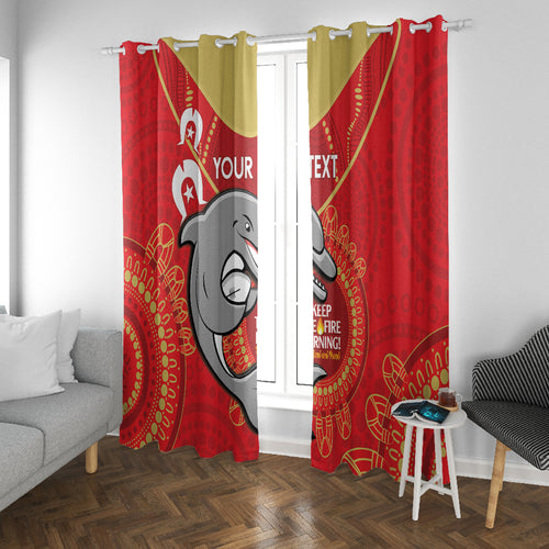 Custom NRL Dolphins NAIDOC Week Window Curtain Keep The Fire Burning Indigenous Art